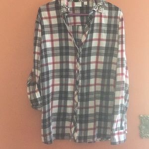 New York and Co plaid blouse (soho jeans)
